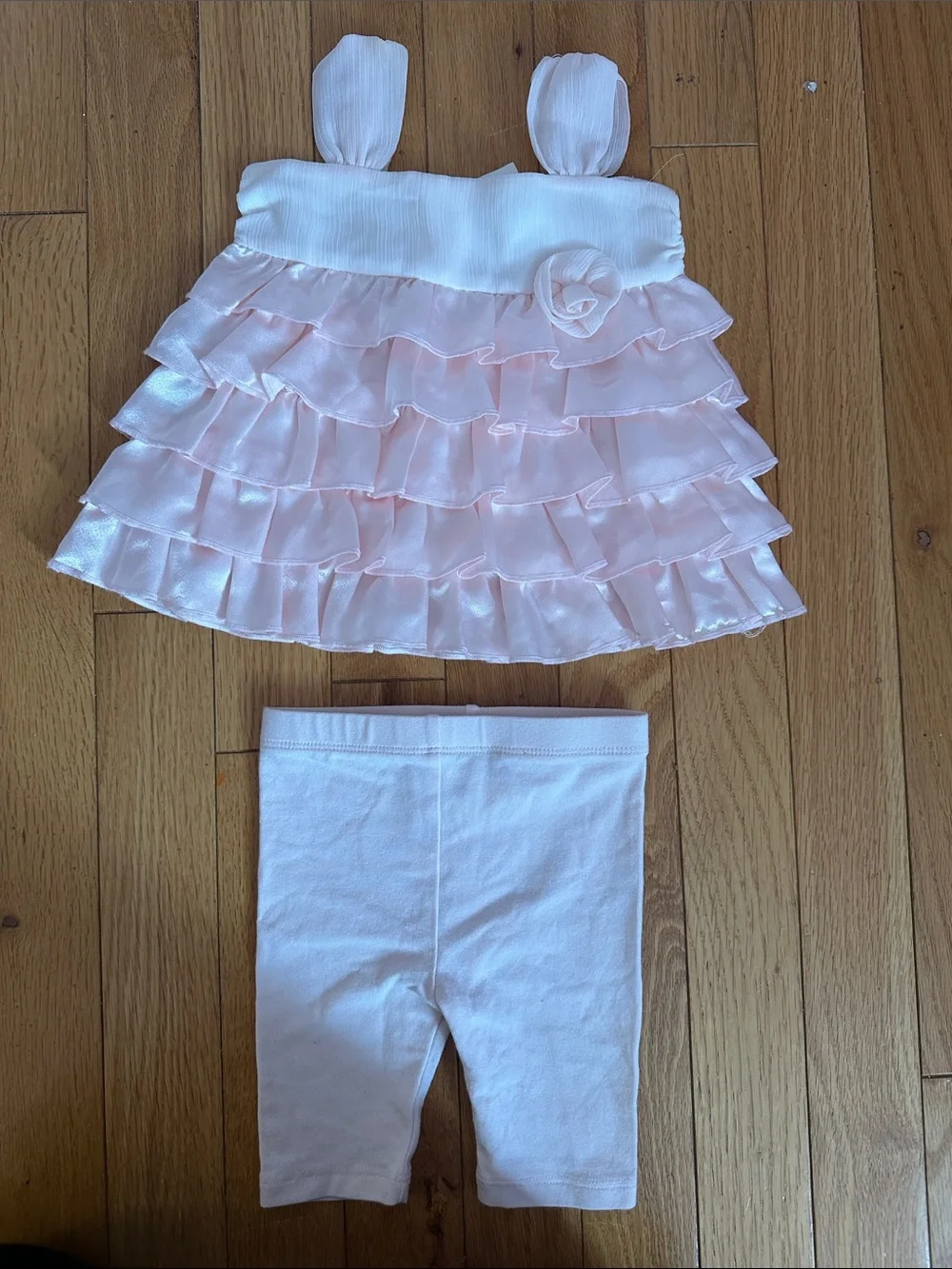 Baby Pink Ruffle Tank Top & Leggings Set